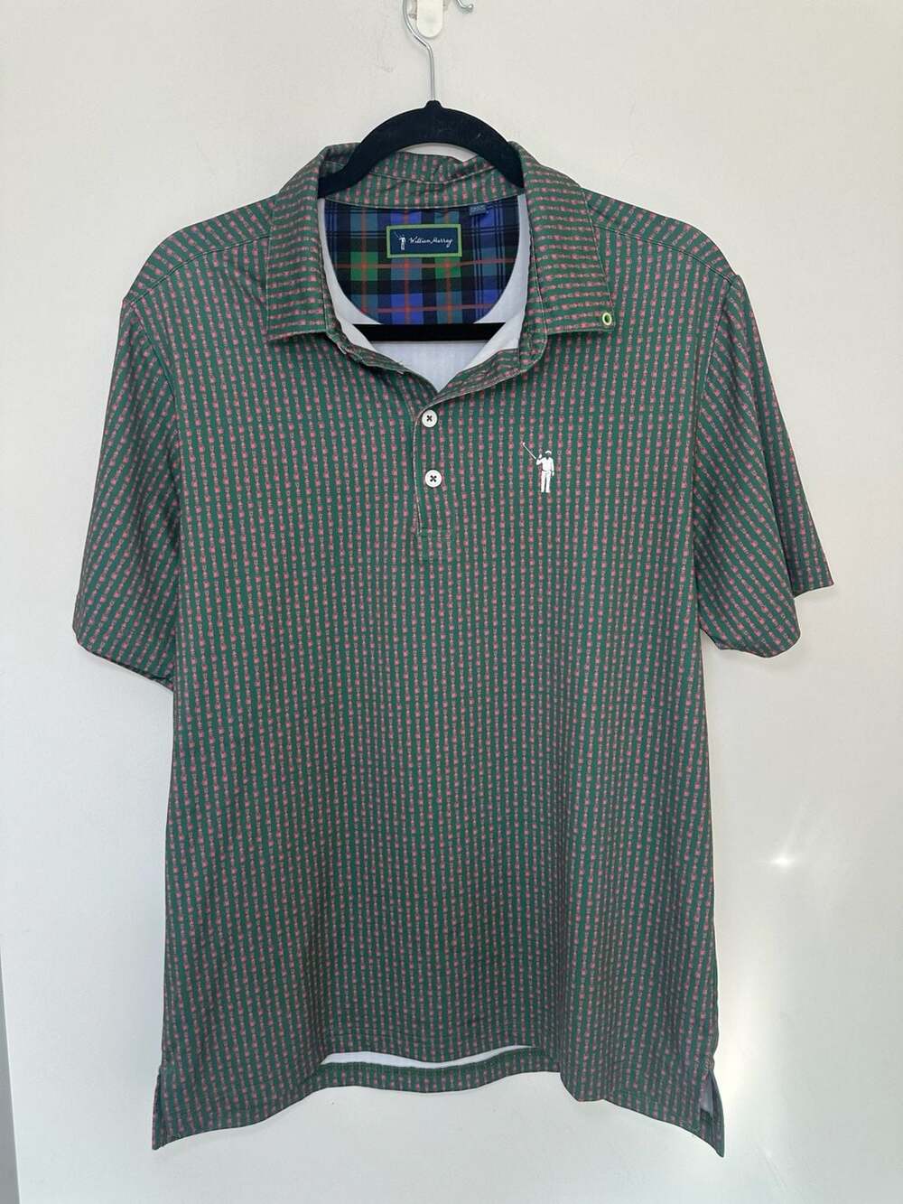 William Murray Golf Polo Size Medium Green Pink Beer Mug Print